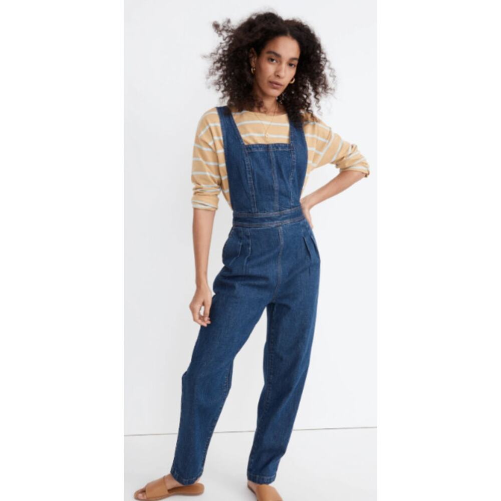 Madewell Denim Tapered Overalls Dark Wash Vintage Jumpsuit S 2 Oversized